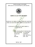 Đánh giá tác động của hoạt động du lịch tới công tác bảo tồn thiên nhiên tại vườn quốc gia yên tử 