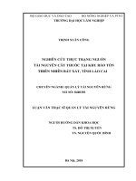 Nghiên cứu thực trạng nguồn tài nguyên cây thuốc tại khu bảo tồn thiên nhiên bát xát tỉnh lào cai 