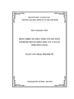 Hoàn Thiện Tổ Chức Công Tác Kế Toán Tại Bệnh Viện