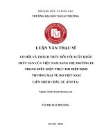 CƠ HỘI VÀ THÁCH THỨC ĐỐI VỚI XUẤT KHẨU  THỦY SẢN CỦA VIỆT NAM SANG THỊ TRƯỜNG EU  TRONG ĐIỀU KIỆN THỰC THI HIỆP ĐỊNH  THƯƠNG MẠI TỰ DO VIỆT NAM