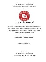 NÂNG CAO CHẤT LƯỢNG THẨM ĐỊNH TÍN DỤNG TRONG HOẠT ĐỘNG CHO VAY ĐỐI VỚI DOANH NGHIỆP XÂY LẮP TẠI NGÂN HÀNG TMCP ĐẦU TƯ VÀ PHÁT TRIỂN VIỆT NAM – CHI NHÁNH THANH XUÂN