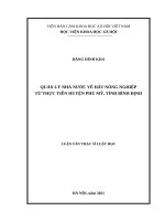 QUẢN lý NHÀ nước về đất NÔNG NGHIỆP từ THỰC TIỄN HUYỆN PHÙ mỹ, TỈNH BÌNH ĐỊNH 