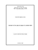 Luận án tiến sĩ tâm lý học hành vi ủng hộ xã hội của sinh viên 