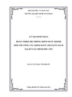 Luận văn thạc sĩ hoàn thiện hệ thống kiểm soát nội bộ đối với công tác kiểm soát chi ngân sách sở tài chính phú yên 