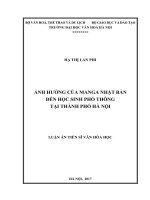 Ảnh hưởng của manga nhật bản đến học sinh phổ thông tại thành phố hà nội 