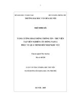 Tăng cường hoạt động thông tin thư viện tại viện nghiên cứu đông nam á phục vụ quá trình hội nhập khu vực 
