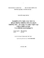 Nghiên cứu nhu cầu tin và hoạt động thông tin của ban thông tin tư liệu thư viện tại viện chiến lược và chính sách khoa học công nghệ 