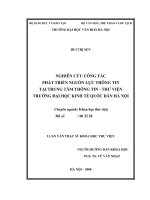 Nghiên cứu công tác phát triển nguồn lực thông tin tại trung tâm thông tin thư viện trường đại học kinh tế quốc dân hà nội 