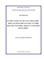 Luận văn thạc sĩ tổ chức công tác kế toán trong điều kiện vận dụng ERP tại công ty TNHH SILK việt nam thực trạng 