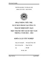 Hoạt động tiêu thụ xuất bản phẩm tại công ty trách nhiệm hữu hạn một thành viên sách việt nam trong 2 năm 2011 2012 