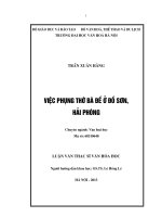 Việc phụng thờ bà đế ở đồ sơn hải phòng 
