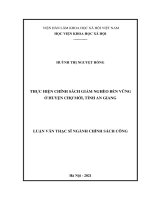 Thực hiện chính sách giảm nghèo bền vững ở huyện chợ mới, tỉnh an giang 