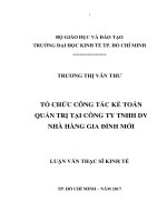 Luận văn thạc sĩ tổ chức công tác kế toán quản trị tại công ty TNHH DV nhà hàng gia đình mới 