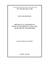 Luận văn PHÊ CHUẨN của VIỆN KIỂM sát TRONG tố TỤNG HÌNH sự từ THỰC TIỄN HUYỆN PHÙ mỹ, TỈNH BÌNH ĐỊNH 