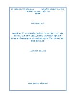 Nghiên cứu giải pháp chống thấm cho các đập đất cũ cần sửa chữa, nâng cấp trên địa bàn huyện vĩnh thạnh, tỉnh bình định; ứng dụng cho đập hòn lập  