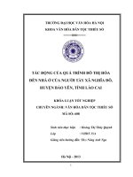 Tác động của quá trình đô thị hóa đến nhà ở của người tày xã nghĩa đô huyện bảo yên tỉnh lào cai 