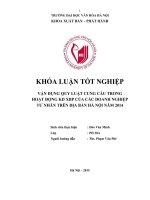 Vận dụng quy luật cung cầu trong hoạt động kd xbp của các doanh nghiệp tư nhân trên địa bàn hà nội năm 2014  