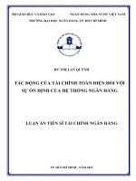 Luận án tác động của tài chính toàn diện đối với sự ổn định của hệ thống ngân hàng 