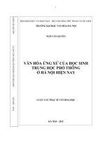 Văn hóa ứng xử của học sinh trung học phổ thông ở hà nội hiện nay 