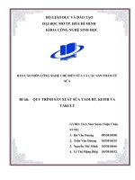 BÁO CÁO MÔN CÔNG NGHỆ CHẾ BIẾN SỮA VÀ CÁC SẢN PHẨM TỪ SỮA,   Đề tài: QUY TRÌNH SÀN XUẤT SỮA YAOURT, KEFIR VA YAKULT