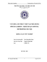 Văn hóa ẩm thực việt tại nhà hàng spices garden khách sạn sofitel metropole hà nội 