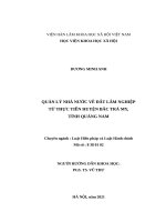 QUẢN LÝ NHÀ NƯỚC VỀ ĐẤT LÂM NGHIỆP TỪ THỰC TIỄN HUYỆN BẮC TRÀ MY, TỈNH QUẢNG NAM.