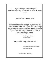 Luận văn thạc sĩ giải pháp hoàn thiện nội dung tổ chức công tác kế toán và ghi nhận một số nội dung thông tin kế toán 