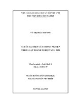 Luận văn NGƯỜI đại DIỆN của DOANH NGHIỆP THEO LUẬT DOANH NGHIỆP năm 2020 