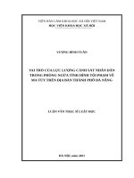 VAI TRÒ của lực LƯỢNG CẢNH sát NHÂN dân TRONG PHÒNG NGỪA TÌNH HÌNH tội PHẠM về MA túy TRÊN địa bàn THÀNH PHỐ đà NẴNG 