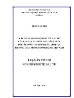 Các nhân tố ảnh hưởng tới đầu tư của khu vực tư nhân theo hình thức đối tác công   tư (PPP) trong lĩnh vực hạ tầng giao thông đường bộ tại việt nam 