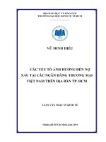 Luận văn Thạc sĩ Kinh tế: Các yếu tố ảnh hưởng đến nợ xấu tại các ngân hàng thương mại Việt Nam trên địa bàn thành phố Hồ Chí Minh