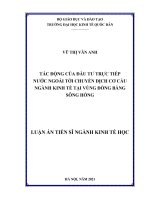 Luận án tác động của đầu tư trực tiếp nước ngoài tới chuyển dịch cơ cấu ngành kinh tế tại vùng đồng bằng sông hồng 
