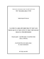 (Luận văn thạc sĩ) VAI TRÒ CỦA HỘI LIÊN HIỆP PHỤ NỮ VIỆT NAM TRONG QUẢN LÝ NHÀ NƯỚC TỪ THỰC TIỄN HUYỆN HOÀI ÂN, TỈNH BÌNH ĐỊNH
