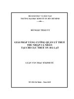 Luận văn thạc sĩ giải pháp tăng cường quản lý thuế thu nhập cá nhân tại chi cục thuế tp  đà lạt 