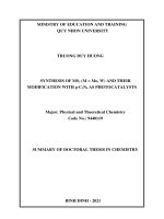 Nghiên cứu tổng hợp và biến tính vật liệu MS2 (m = mo, w) bằng g c3n4 làm chất xúc tác quang TT 
