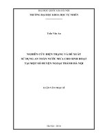 Luận văn Thạc sĩ Khoa học: Nghiên cứu hiện trạng và đề xuất sử dụng an toàn nước mưa cho sinh hoạt tại một số huyện ngoại thành Hà Nội