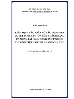 Luận văn thạc sĩ kiểm định các nhân tố tác động đến quyết định vay vốn của khách hàng cá nhân tại ngân hàng TMCP 