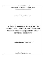 Tài liệu luận văn Các Nhân Tố Ảnh Hưởng Đến Tính Kịp Thời Của Báo Cáo