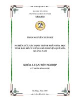 Nghiên cứu xác định thành phần hóa học tinh dầu rễ củ gừng gió ở huyện quế sơn quảng nam 