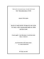 QUẢN lý NHÀ nước về DỊCH vụ DU LỊCH từ THỰC TIỄN THÀNH PHỐ hội AN, TỈNH QUẢNG NAM 