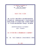 Luận văn Thạc sĩ Khoa học kinh tế: Quản lý rủi ro tín dụng khách hàng cá nhân, hộ kinh doanh tại Ngân hàng Nông nghiệp và Phát triển Nông thôn Việt Nam chi nhánh tỉnh Quảng Bình