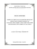 Luận văn thạc sĩ nghiên cứu những yếu tố ảnh hưởng đến quyết định sử dụng internet banking 