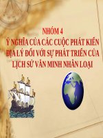 Ý NGHĨA PHÁT KIẾN ĐỊA LÍ VỚI LS VĂN MINH NHÂN LOẠI
