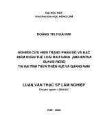 Nghiên cứu hiện trạng phân bố và đặc điểm quần thể loài rau sắng (melientha suavis piere) tại hai tỉnh thừa thiên huế và quảng nam 