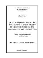 Quản lý hoạt động bồi dưỡng đội ngũ giáo viên các trường phổ thông dân tộc nội trú trung học cơ sở ở tỉnh trà vinh 