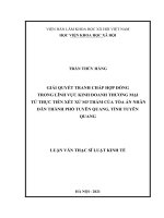 Giải quyết tranh chấp hợp đồng trong lĩnh vực kinh doanh thương mại từ thực tế xét xử sơ thẩm của Tòa án nhân dân thành phố Tuyên Quang, tỉnh Tuyên Quang.