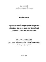 Thực trạng chuyển nhượng quyền sử dụng đất của hộ gia đình và cá nhân dân tộc thiểu số tại huyện a lưới, tỉnh thừa thiên huế  