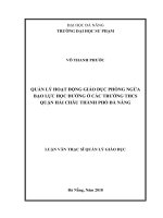 Quản lý hoạt động giáo dục phòng ngừa bạo lực học đường ở các trường THCS quận hải châu thành phố đà nẵng 
