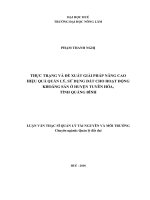 Thực trạng và đề xuất giải pháp nâng cao hiệu quả quản lý, sử dụng đất cho hoạt động khoáng sản ở huyện tuyên hóa, tỉnh quảng bình  