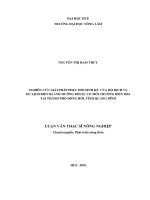 Nghiên cứu giải pháp phục hồi sinh kế của hộ dịch vụ du lịch biển bị ảnh hưởng bởi sự cố ô nhiễm môi trường biển 2016 tại thành phố đồng hới, tỉnh quảng bình  